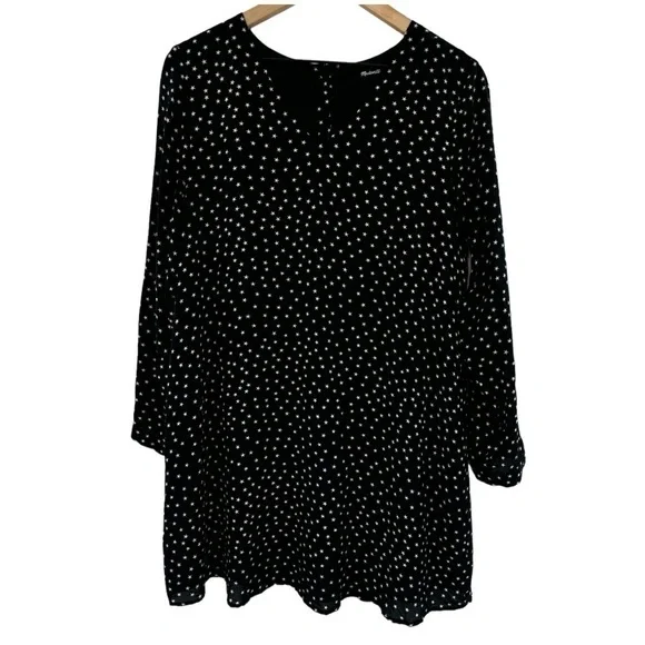 Madewell Star Silk Button Back Dress - Black - Small - Picture 4 of 15